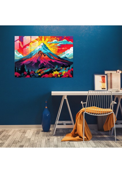 Pop Art Volkan Cam Baskı - Volkan, Cam Sanatı, Modern Sanat, Duvar Dekorasyonu, 45X30 modelleri
