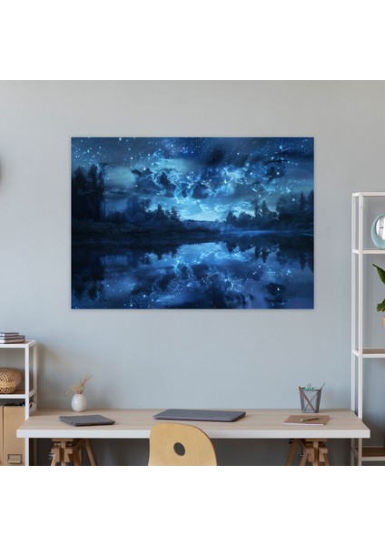Vincent Van Gogh Yıldızlı Gece Yansıması Kanvas Tablo - Vincent Van Gogh, Duvar Dekorasyonu, Ev Dekorasyonu, Kanvas Tablo, 50X30
