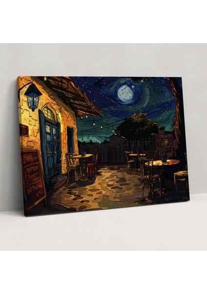 Gece Cafe Teras Duvar Dekorasyonu - Vincent Van Gogh, Duvar Sanatı, Vincent Van Gogh, Kanvas Tablo, 50X30