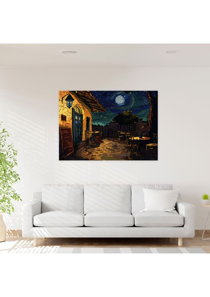 Gece Cafe Teras Duvar Dekorasyonu - Vincent Van Gogh, Duvar Sanatı, Vincent Van Gogh, Kanvas Tablo, 50X30
