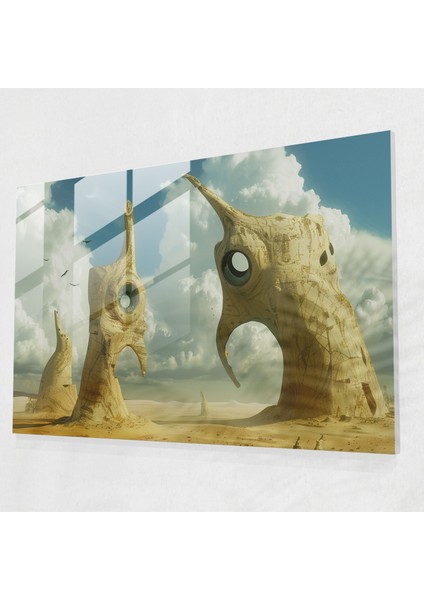 Dali Çöl Manzarası Cam Duvar Sanatı - Salvador Dali, Cam Duvar Sanatı, Gerçeküstücülük, Duvar Dekorasyonu, 45X30