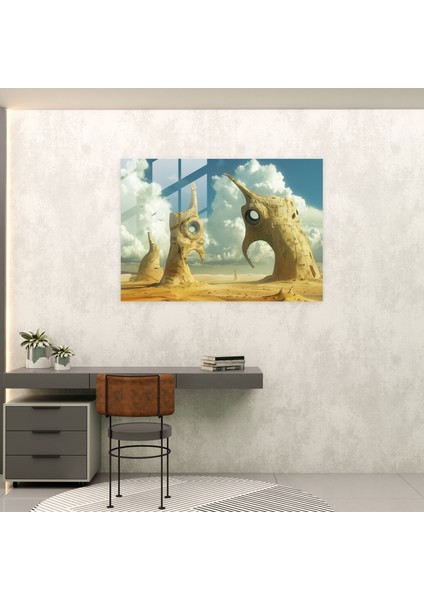 Dali Çöl Manzarası Cam Duvar Sanatı - Salvador Dali, Cam Duvar Sanatı, Gerçeküstücülük, Duvar Dekorasyonu, 45X30