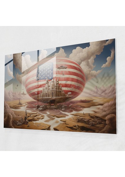 Amerika Birleşik Devletleri Haritası Ev Dekorasyonu - Amerika Birleşik Devletleri Haritası, Büyüleyici Detaylar, Cam Sanatı, Ev Dekorasyonu, 45X30