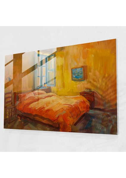 Vincent Van Gogh Cam Duvar Sanatı - Arles'taki Yatak Odası - Vincent Van Gogh, Ev Dekorasyonu, Modern Sanat, Cam Duvar Sanatı, 45X30