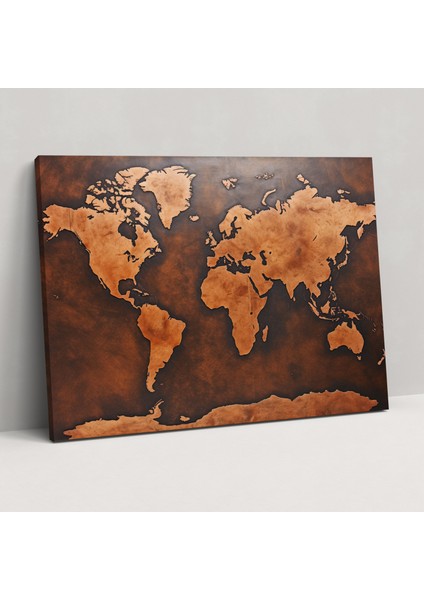 Fotogerçekçi Dünya Haritası Duvar Sanatı - Dünya Haritası, Duvar Sanatı, Kanvas, Ev Dekorasyonu, 50X30