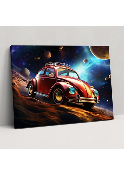 Fütüristik Volkswagen Beetle Kanvas Tablo - Volkswagen Beetle, Göksel Elementler, Fütüristik, Kanvas Tablo, 50X30