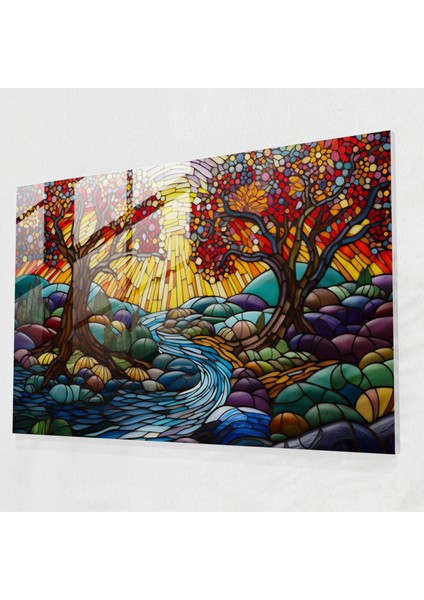Zen Bahçesi Vitray Sanatı - Zen Bahçesi, Ev Dekorasyonu, Cam Duvar Sanatı, Zen Bahçesi, 45X30