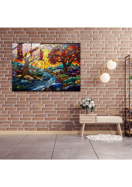 Zen Bahçesi Vitray Sanatı - Zen Bahçesi, Ev Dekorasyonu, Cam Duvar Sanatı, Zen Bahçesi, 45X30 fiyatları
