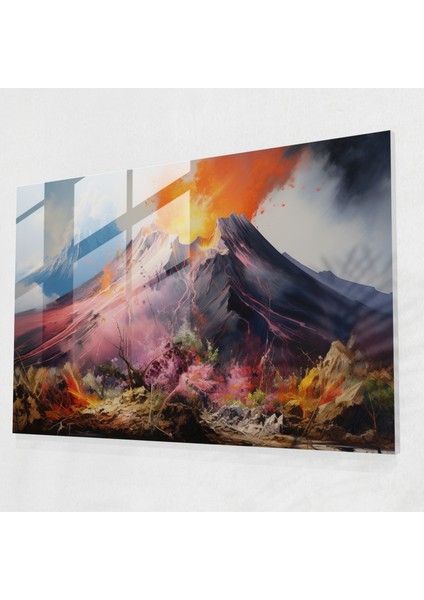 Çağdaş Volkan Cam Sanatı - Volkan, Cam Baskı, Sakin Volkanik Manzara, Volkan, 45X30