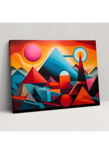 Geometrik Volkan Kanvas Tablo - Volkan, Volkan Duvar Süslemesi, Ev Dekorasyonu, Volkan Duvar Tablosu, 50X30