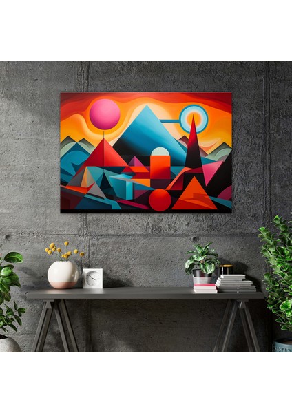 Geometrik Volkan Kanvas Tablo - Volkan, Volkan Duvar Süslemesi, Ev Dekorasyonu, Volkan Duvar Tablosu, 50X30 fiyatları