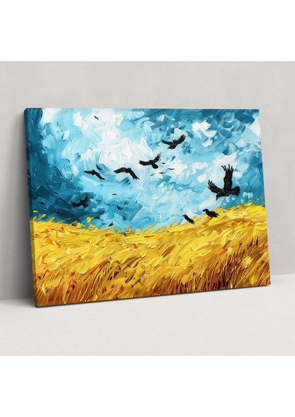 Vincent Van Gogh Kargalı Buğday Tarlası Kanvas Tablo - Vincent Van Gogh, Duvar Dekorasyonu, Kanvas Tablo Duvar Sanatı, Vincent Van Gogh, 50X30