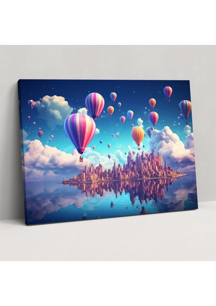 Seyahat Kanvas Tablo - Gökyüzünde Yüzen Şehir - Seyahat, Duvar Sanatı, Duvar Dekorasyonu, Kanvas Tablo, 50X30