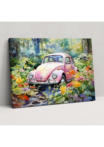 Volkswagen Beetle Kanvas Tablo - Volkswagen Beetle, Suluboya Tablo, Volkswagen Beetle, Ev Dekorasyonu, 100X70