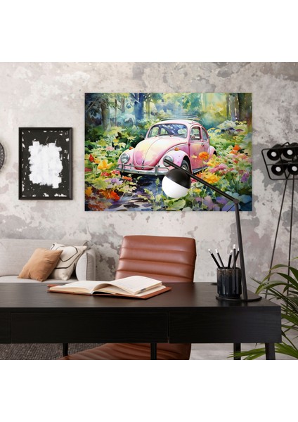 Volkswagen Beetle Kanvas Tablo - Volkswagen Beetle, Suluboya Tablo, Volkswagen Beetle, Ev Dekorasyonu, 100X70 fiyatları