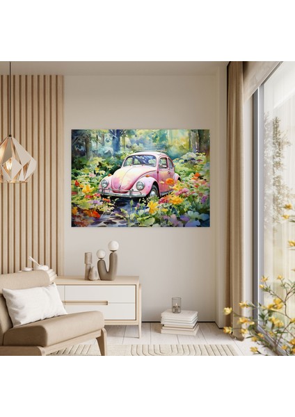 Volkswagen Beetle Kanvas Tablo - Volkswagen Beetle, Suluboya Tablo, Volkswagen Beetle, Ev Dekorasyonu, 100X70 modelleri