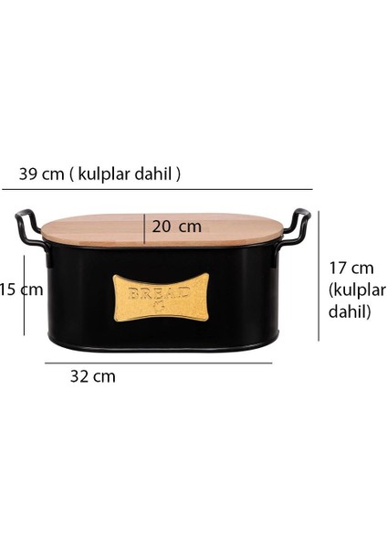 Siyah Ahşap Kesim Tahtalı Ekmeklik - Plakalı