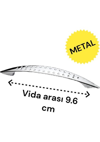 Mobilya Dolap Çekmece Kulp Noktalı 96MM Parlak Krom Renk