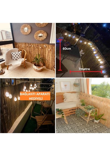 60 cm x 7 Metre Doğal Hasır Kamış Bahçe Çiti Balkon Çiti Dekarasyon Gölgelik Çit