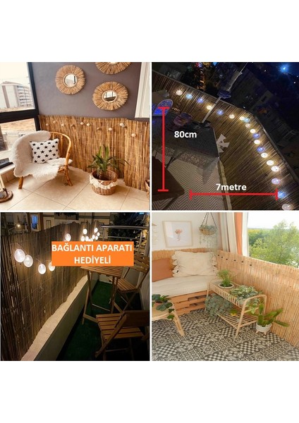80 cm x 7 Metre Doğal Hasır Kamış Bahçe Çiti Balkon Çiti Dekarasyon Gölgelik Çit