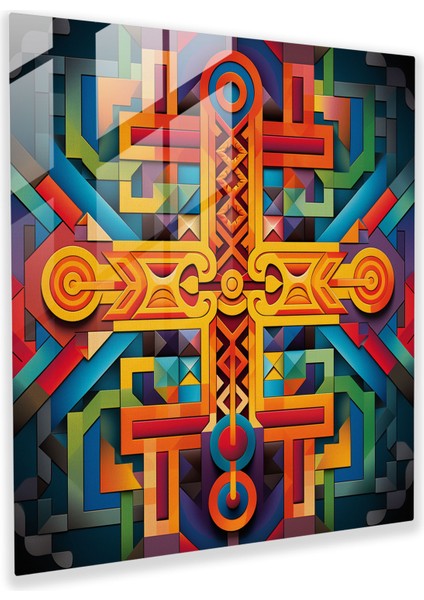 Hermes Cam Baskı - Soyut Geometrik Cam Duvar Tablosu - Hermes, Göz Alıcı, Soyut Geometrik Tasarım, Hermes, 30X30