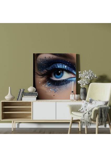 Gümüş Parıltılı Yıldızlı Gece Kanvas Tablo - Parıltılı, Duvar Sanatı, Sihir, Huşu, 30X30 fiyatları