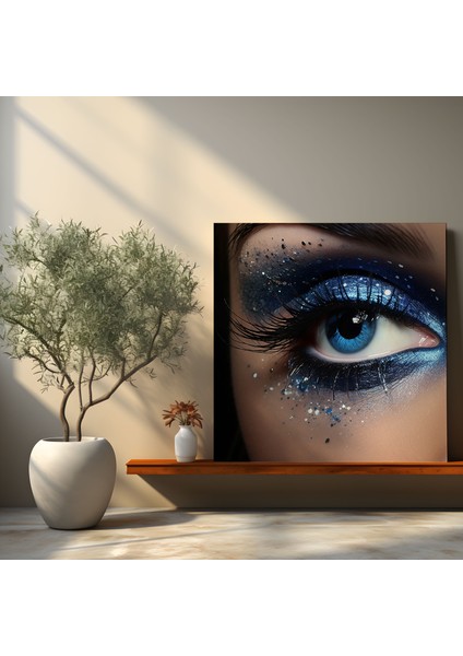 Gümüş Parıltılı Yıldızlı Gece Kanvas Tablo - Parıltılı, Duvar Sanatı, Sihir, Huşu, 30X30 modelleri