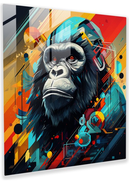 Gorilla Glass Print - Goril, Cam Sanatı, Ev Dekorasyonu, Fütüristik, 30X30