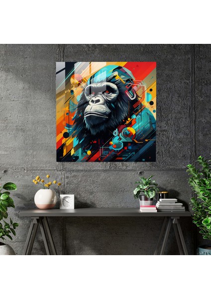 Gorilla Glass Print - Goril, Cam Sanatı, Ev Dekorasyonu, Fütüristik, 30X30 fiyatları