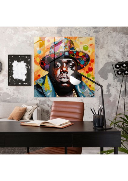 Ünlü B.i.g. Duvar Dekorasyonu - Ünlü Büyük, Modern Sanat, Cam Sanatı, Pop Art, 30X30