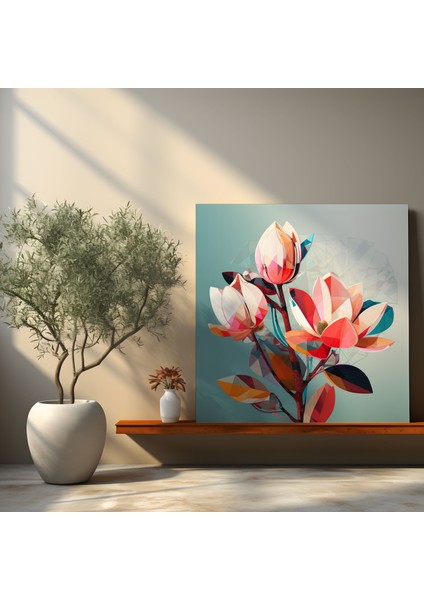 Geometrik Manolya Kanvas Tablo - Çağdaş Duvar Sanatı - Manolya, Duvar Sanatı, Manolya, Çağdaş, 30X30 modelleri