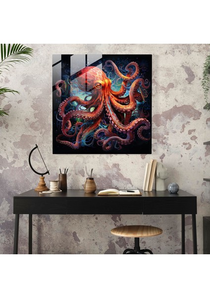 Uyumlu Ahtapot Cam Baskı - Ahtapot, Görsel Olarak Çarpıcı, Cam Duvar Sanatı, Modern Sanat, 30X30 fiyatları
