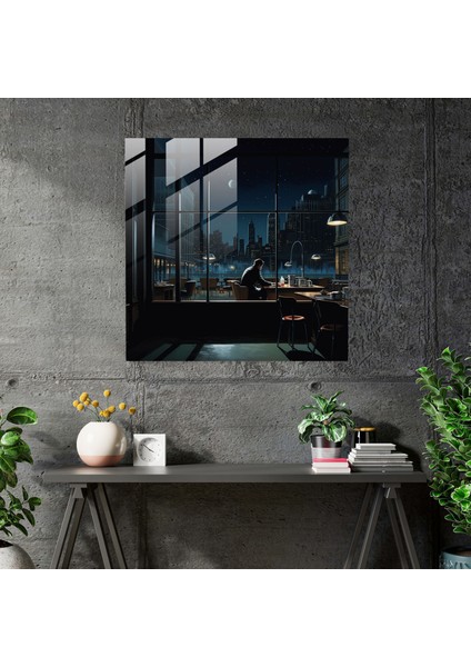 Nighthawks Ev Dekorasyonu - Nighthawks, Modern Sanat, Gece Tefekkür, Nighthawks, 30X30