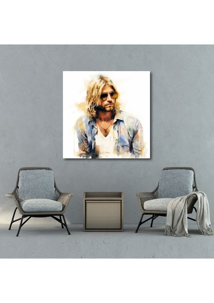 Kurt Cobain Cam Baskı - Empresyonist Sanat - Kurt Cobain, Cam Baskı, Cam Sanatı, Duvar Süslemesi, 30X30