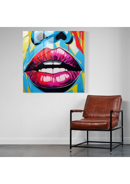 Pop Art Öpücük Cam Baskı - Öpücük, Çağdaş, Modern Sanat, Ev Dekorasyonu, 30X30