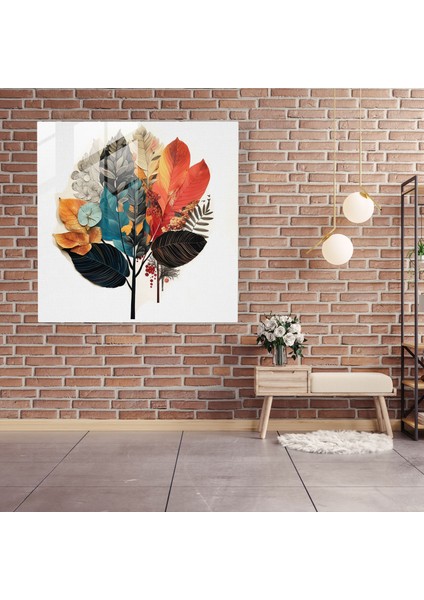 Yapraklar Kolaj Cam Duvar Sanatı - Yapraklar, Yapraklar, Duvar Dekorasyonu, Cam Duvar Sanatı, 30X30 fiyatları