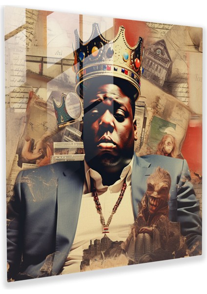 Nostaljik Notorious Büyük Cam Baskı - Vintage Albüm Kapakları Kolaj - Notorious Big, Cam Baskı, Ev Dekorasyonu, Cam Sanatı, 30X30