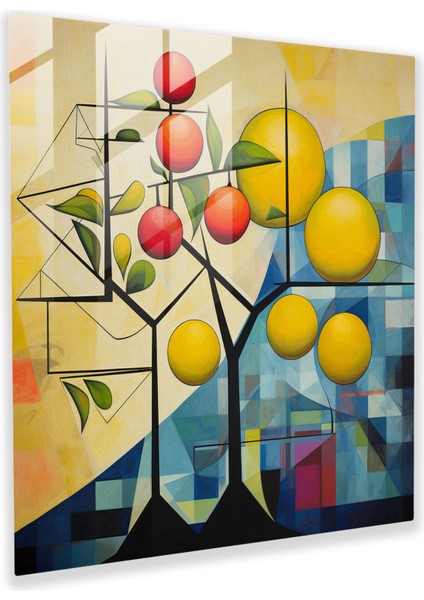 Soyut Limon Ağacı Cam Baskı - Limon Ağacı, Modern Sanat, Ev Dekorasyonu, Duvar Dekorasyonu, 30X30