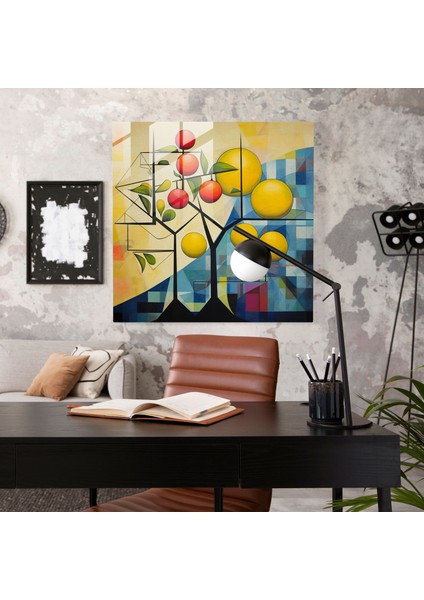 Soyut Limon Ağacı Cam Baskı - Limon Ağacı, Modern Sanat, Ev Dekorasyonu, Duvar Dekorasyonu, 30X30 modelleri