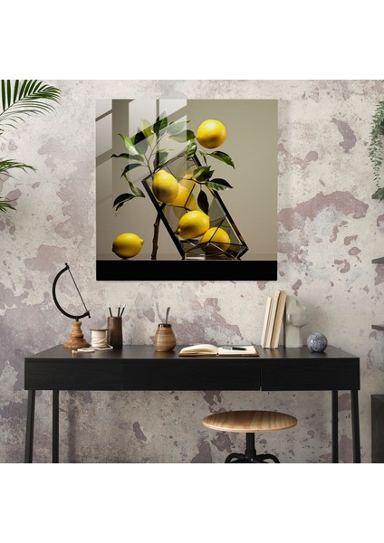 Limon Ağacı Cam Baskı - Geometrik Cam Tasarım - Limon Ağacı, Şekiller, Cam Sanatı, Duvar Süslemesi, 30X30 modelleri