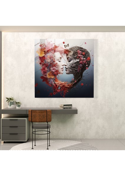Rüya Gibi Birleştirme Cam Baskı - Öpücük, Ev Dekorasyonu, Cam Baskı, Modern Sanat, 30X30 fiyatları