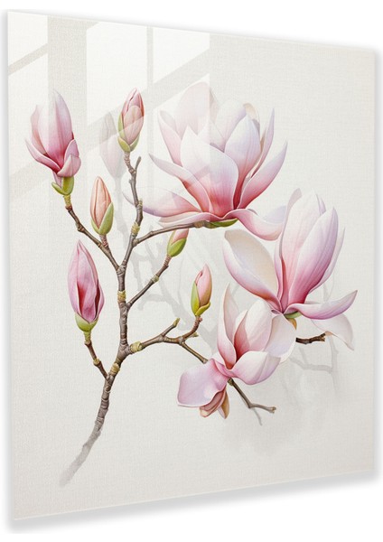Manolya Cam Baskı - Suluboya Yaprakları Ev Dekorasyonu - Manolya, Yaprakları, Cam Sanatı, Manolya, 30X30