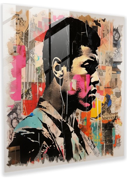 Muhammed Ali Cam Baskı - Muhammed Ali, Duvar Süslemesi, Muhammed Ali, Soyut, 30X30