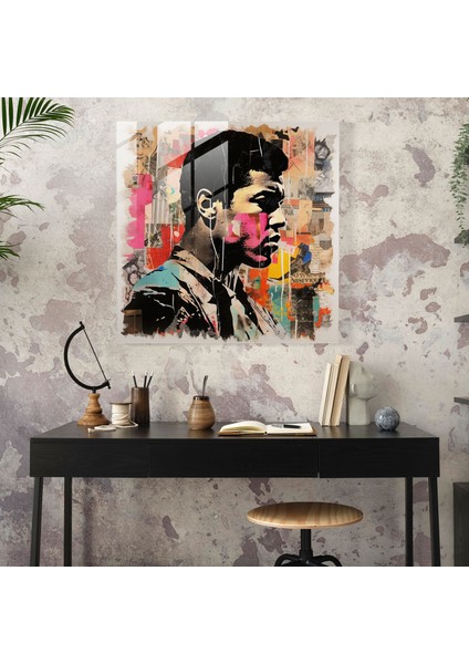 Muhammed Ali Cam Baskı - Muhammed Ali, Duvar Süslemesi, Muhammed Ali, Soyut, 30X30