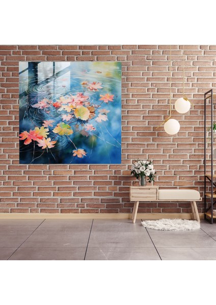 Sonbahar Yaprakları Cam Baskı - Yapraklar, Suluboya Resim, Cam Sanatı, Cam Baskı, 30X30 modelleri