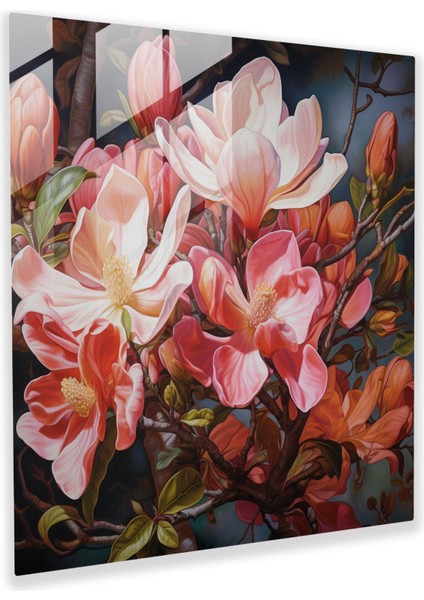 Manolya Elegance Cam Baskı - Manolya, Doğa, Yağlıboya Tablo, Ev Dekorasyonu, 30X30
