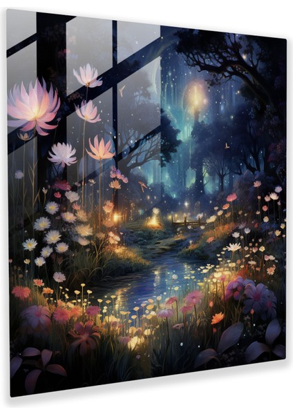 Gece Yarısı Bahçesi Cam Baskı - Gece Yarısı, Gece Yarısı, Cam Duvar Tablosu, Cam Baskı, 30X30