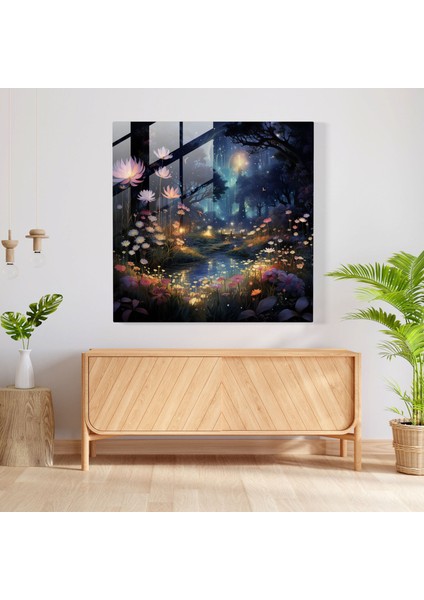 Gece Yarısı Bahçesi Cam Baskı - Gece Yarısı, Gece Yarısı, Cam Duvar Tablosu, Cam Baskı, 30X30 modelleri