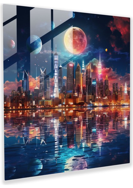 Gece Yarısı Aydınlatmalı Cam Duvar Tablosu - Gece Yarısı, Gece Yarısı, Cam Sanatı, Cam Duvar Sanatı, 30X30