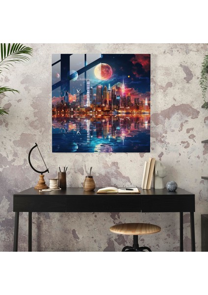 Gece Yarısı Aydınlatmalı Cam Duvar Tablosu - Gece Yarısı, Gece Yarısı, Cam Sanatı, Cam Duvar Sanatı, 30X30 modelleri